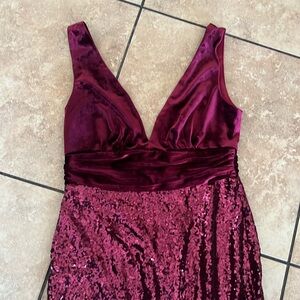 Sequence velvet prom dress maxi